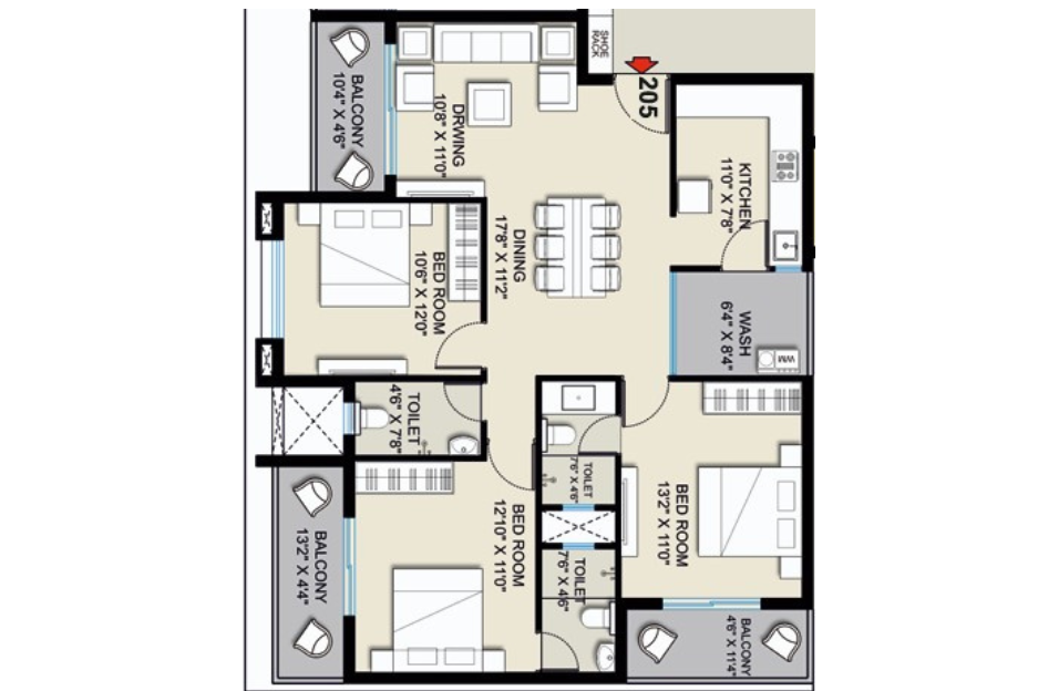 Click me 3BHK Floor Plan